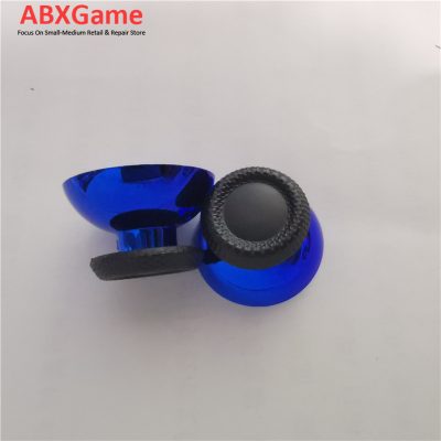 2 PCS Bicolor Analog Top Cover Thumbstick Caps Set for PS5 Controller – Black & Chrome Blue
