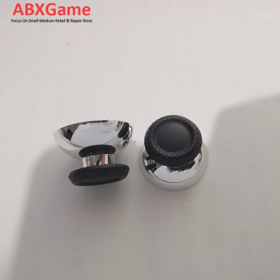 2 PCS Bicolor Analog Top Cover Thumbstick Caps Set for PS5 Controller – Black & Chrome Silver