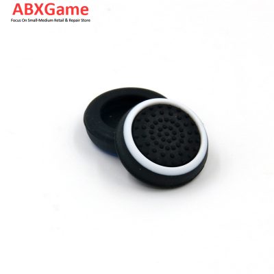 2Pcs/set TPU Pimple Thumb Grip Analog Stick Cover Caps for PS5 Controller- Black with White Circle