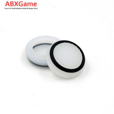 2Pcs/set TPU Pimple Thumb Grip Analog Stick Cover Caps for PS5 Controller- White with Black Circle