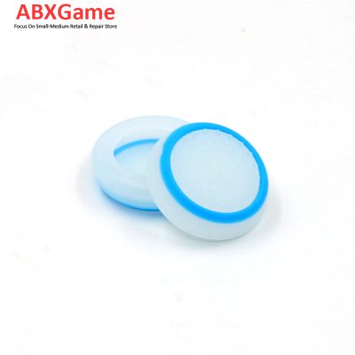 2Pcs/set TPU Pimple Thumb Grip Analog Stick Cover Caps for PS5 Controller- White with Blue Circle