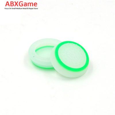 2Pcs/set TPU Pimple Thumb Grip Analog Stick Cover Caps for PS5 Controller- White with Green Circle
