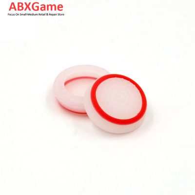 2Pcs/set TPU Pimple Thumb Grip Analog Stick Cover Caps for PS5 Controller- White with Red Circle