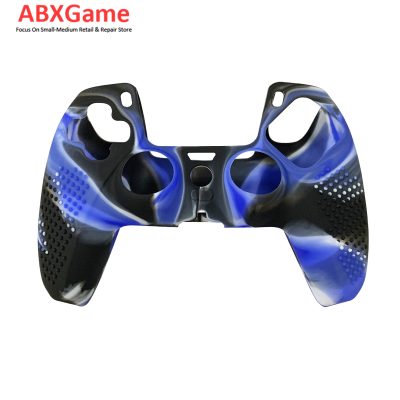 Anti-slip Design Camouflage Silicone Protective Skin Case for PS5 Controller - Black&Blue