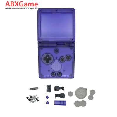 Full Housing Shell with Button Set For Nintendo GBA SP Game boy Advance SP - Clear Dark Purple