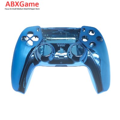 Top Bottom & Face Trim Housing Shell Case for Playstation 5 PS5 DualSense Wireless Controller - Chrome Blue