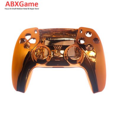 Top Bottom & Face Trim Housing Shell Case for Playstation 5 PS5 DualSense Wireless Controller - Chrome Orange