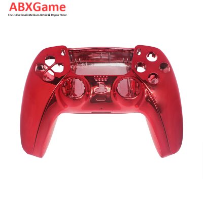 Top Bottom & Face Trim Housing Shell Case for Playstation 5 PS5 DualSense Wireless Controller - Chrome Red