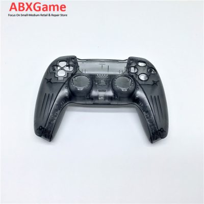 Top Bottom & Face Trim Housing Shell Case for Playstation 5 PS5 DualSense Wireless Controller - Clear Black
