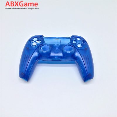 Top Bottom & Face Trim Housing Shell Case for Playstation 5 PS5 DualSense Wireless Controller - Clear Blue