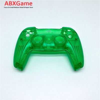Top Bottom & Face Trim Housing Shell Case for Playstation 5 PS5 DualSense Wireless Controller - Clear Green