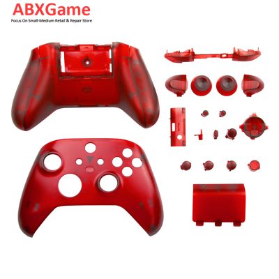 Top Bottom Shell Case With Full Button Set for Xbox Series X|S Controller – Clear Red