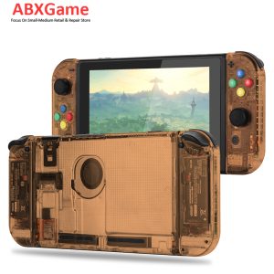(Update Version) Full Set Housing Shell Case for Nintendo Switch - Clear Orange