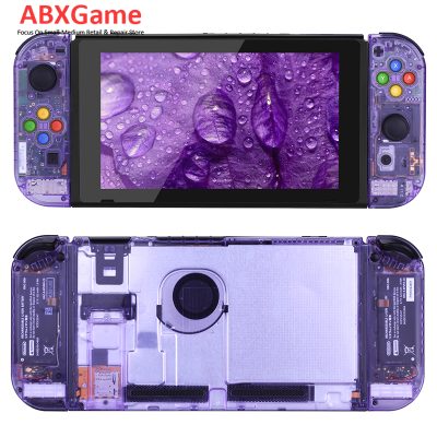 (Update Version) Full Set Housing Shell Case for Nintendo Switch - Clear Purple