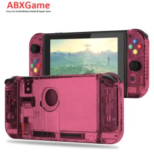 (Update Version) Full Set Housing Shell Case for Nintendo Switch - Clear Red