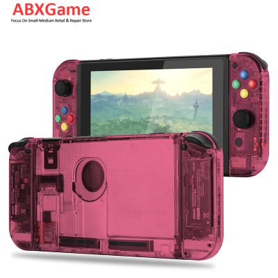 (Update Version) Full Set Housing Shell Case for Nintendo Switch - Clear Red