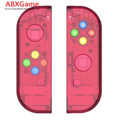 (Update Version) Housing Shell Case With Buttons for Nintendo Switch Joy-Con - Clear Red